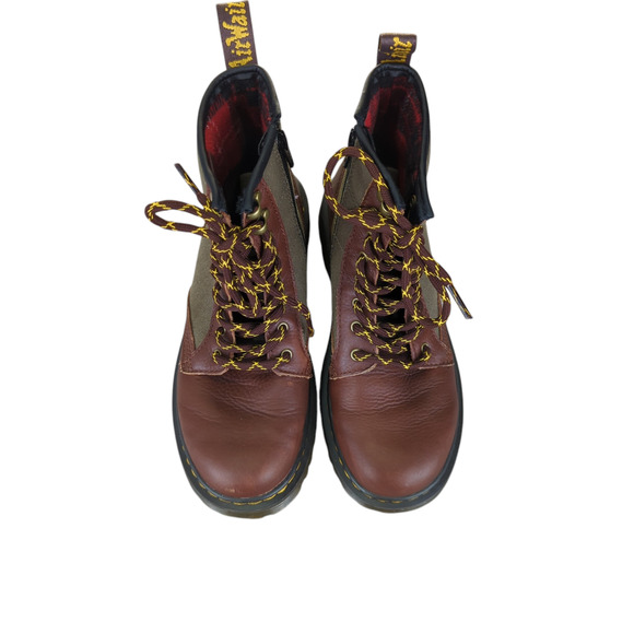Dr Martens 1460 Panel Junior Girls 4 Leather Canvas Combat Boots Lug Flannel - Picture 4 of 9